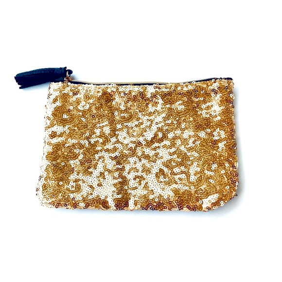 Gold Sequined Ipsy Cosmetic Mini Bag - Picture 1 of 4